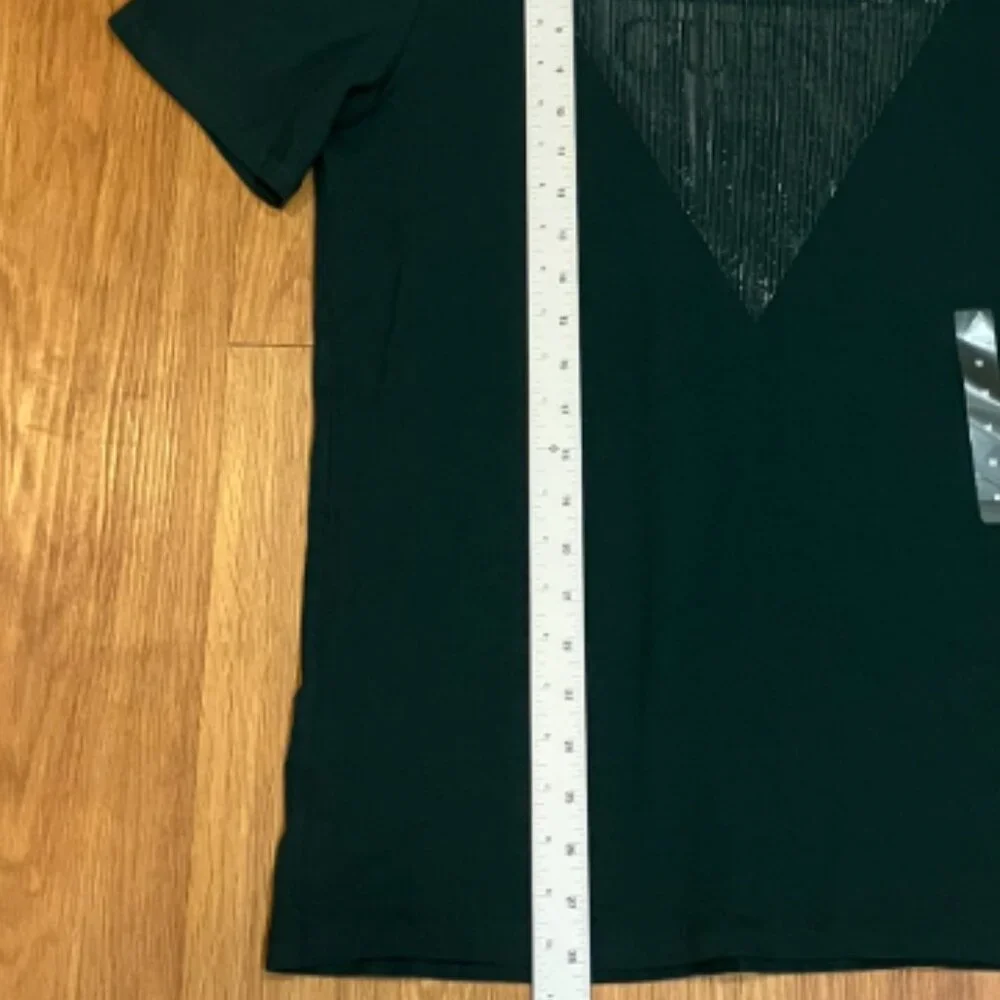Guess Shiny Gel Triangle Tee Dark Jade Size M - Picture 3 of 5